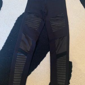 ALO yoga mesh/leather cut leggings